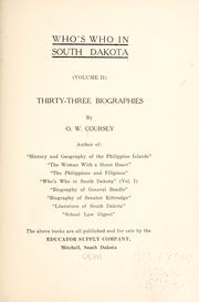 Front cover of Who's who in South Dakota by Oscar William Coursey