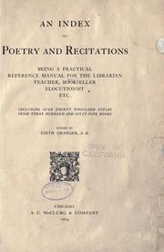 Cover of An index to poetry and recitations by Edith Granger