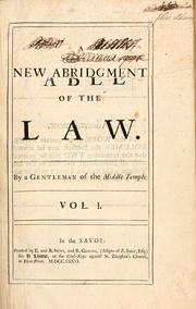 Cover of A new abridgement of the law by Matthew Bacon