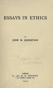 Cover of Essays in ethics by John Mackinnon Robertson