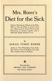 Front cover of Mrs. Rorer's diet for the sick by Sarah Tyson Heston Rorer