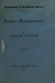 Cover of Britain's remembrancer by Wither, George