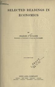 Cover of Selected readings in economics by Charles Jesse Bullock