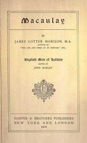 Cover of Macaulay by Morison, James Cotter