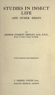 Front cover of Studies in insect life and other essays by Shipley, A. E. Sir