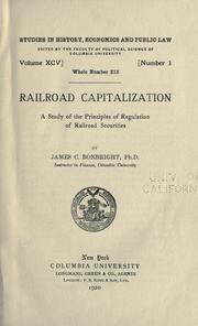 Cover of Railroad capitalization by James Cummings Bonbright