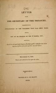 Cover of Letter from the Secretary of the Treasury by United States. Dept. of the Treasury.