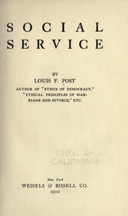 Cover of Social service by Post, Louis Freeland