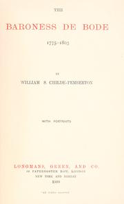 Cover of The Baroness de Bode, 1775-1803 by William Shakespear Childe-Pemberton