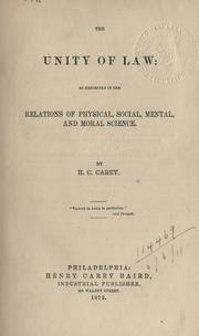 Cover of The unity of law by Henry Charles Carey