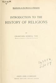Front cover of Introduction to the history of religions by Crawford Howell Toy