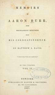 Front cover of Memoirs of Aaron Burr by Aaron Burr