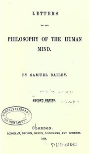 Cover of Letters on the philosophy of the human mind by Samuel Bailey
