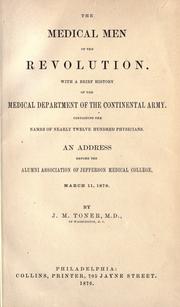 Front cover of The medical men of the revolution by Joseph M. Toner