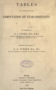 Front cover of Tables for facilitating the computation of star-constants by Edward James Stone
