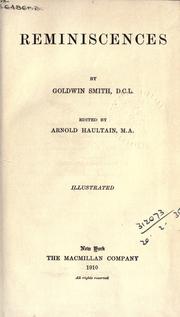 Cover of Reminiscences by Goldwin Smith