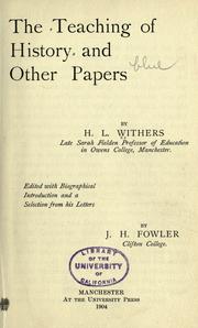Front cover of The teaching of history and other papers by Harry Livingston Withers
