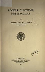 Front cover of Robert Curthose, Duke of Normandy by Charles Wendell David