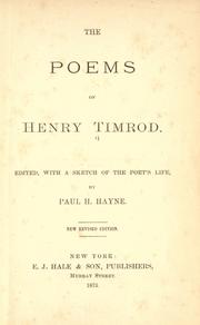 Front cover of Poems of Henry Timrod by Henry Timrod