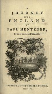 Front cover of A journey into England by Paul Hentzner