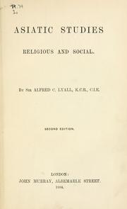 Cover of Asiatic studies by Alfred Comyn Lyall