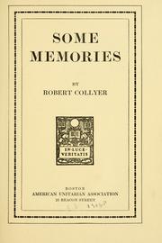 Cover of Some memories by Robert Collyer