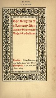 Front cover of The religion of a literary man by Richard Le Gallienne