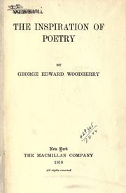 Cover of The inspiration of poetry by George Edward Woodberry
