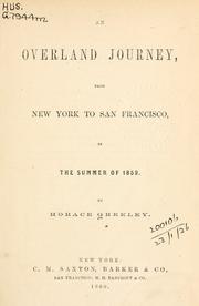 Front cover of An overland journey by Horace Greeley
