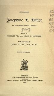 Front cover of Josephine E. Butler by Josephine Elizabeth Grey Butler