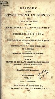 Front cover of History of the revolutions in Europe by Christophe Guillaume de Koch