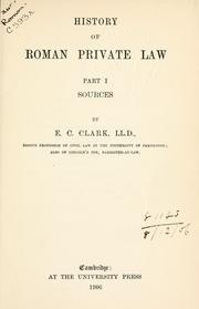 Front cover of History of Roman private law by E. C. Clark