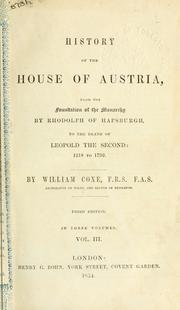 Front cover of History of the House of Austria by Coxe, William
