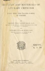 Cover of Methods and materials of literary criticism by Charles Mills Gayley