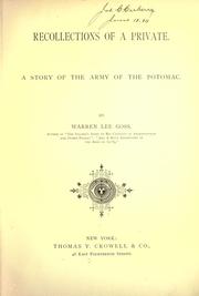 Front cover of Recollections of a private by Goss, Warren Lee