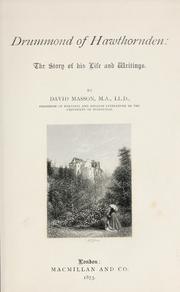 Front cover of Drummond of Hawthornden by David Masson