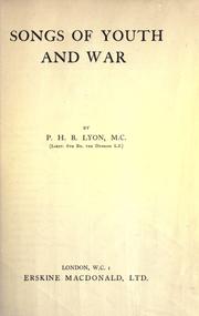 Front cover of Songs of youth and war by Percy Hugh Beverley Lyon