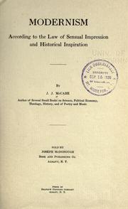 Front cover of Modernism according to the law of sensual impression and historical inspiration by John J. McCabe