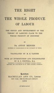 Front cover of The right to the whole produce of labour by Anton Menger