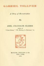 Front cover of Gabriel Tolliver, a story of reconstruction by Joel Chandler Harris