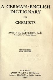 Cover of A German-English dictionary for chemists by Austin M. Patterson