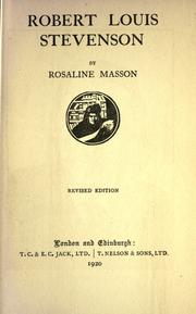 Cover of Robert Louis Stevenson by Rosaline Orme Masson