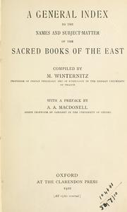 Front cover of A general index to the names and subject-matter of The sacred books of the East by Moritz Winternitz