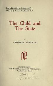 Cover of The child and the state by Margaret McMillan