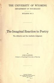 Front cover of The imaginal reaction to poetry by Downey, June Etta