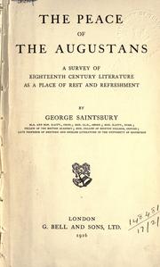 Front cover of The peace of the Augustans by Saintsbury, George