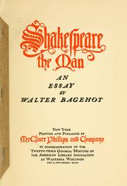 Cover of Shakespeare the man by Walter Bagehot