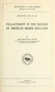 Front cover of Philanthropy in the history of American higher education by Sears, Jesse Brundage