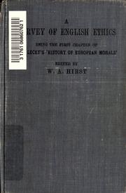 Front cover of A survey of English ethics by William Edward Hartpole Lecky