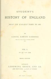 Front cover of A student's history of England, from the earliest times to 1885 by Gardiner, Samuel Rawson